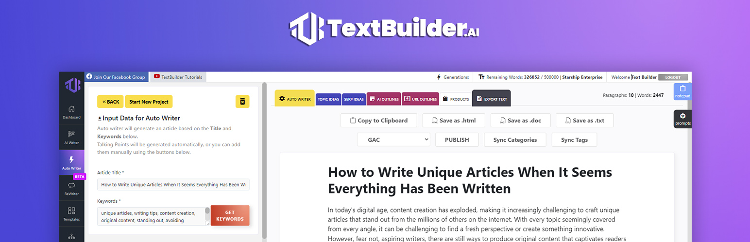 TextBuilder Preview Wordpress Plugin - Rating, Reviews, Demo & Download