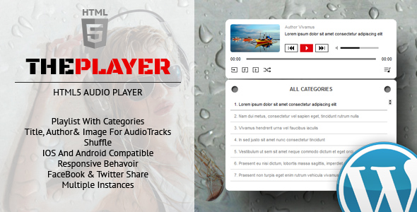ThePlayer – HTML5 Audio Player With Playlist And Categories – WordPress Plugin Preview - Rating, Reviews, Demo & Download