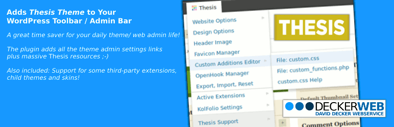 Thesis Toolbar Preview Wordpress Plugin - Rating, Reviews, Demo & Download