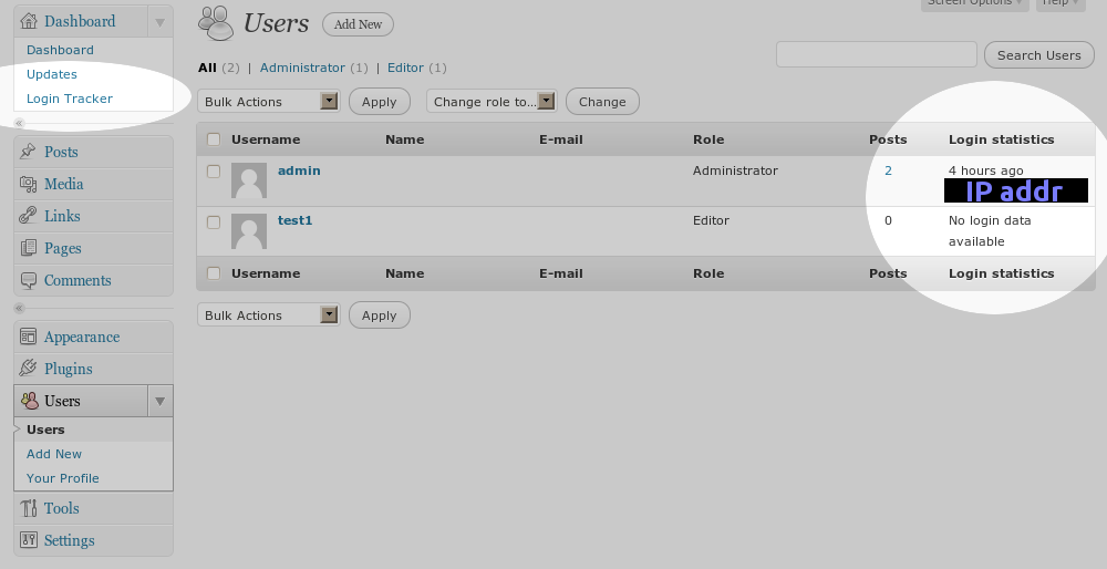 ThreeWP Login Tracker Preview Wordpress Plugin - Rating, Reviews, Demo & Download