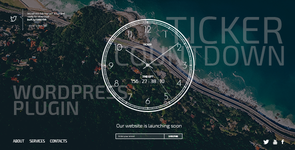TICKER PLUGIN – Responsive Comingsoon Page With Clock Preview - Rating, Reviews, Demo & Download