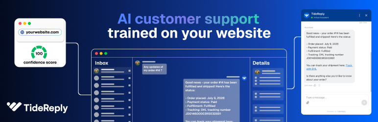 TideReply – AI Customer Chat For WooCommerce Preview Wordpress Plugin - Rating, Reviews, Demo & Download