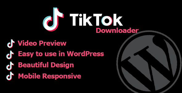 TikTok Video Downloader Without Watermark WordPress Preview - Rating, Reviews, Demo & Download