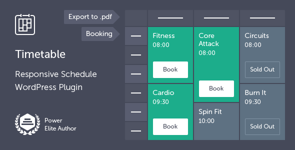 Timetable Booking Schedule Plugin for Wordpress Preview - Rating, Reviews, Demo & Download