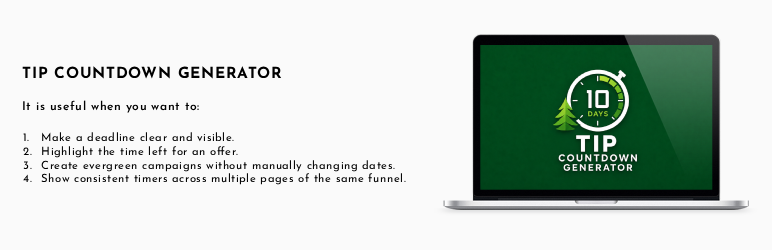 TIP Countdown Generator Preview Wordpress Plugin - Rating, Reviews, Demo & Download