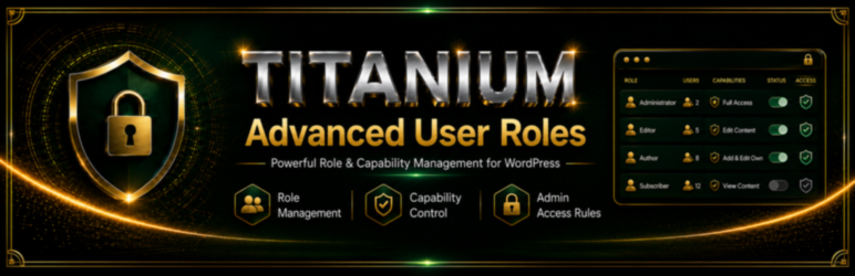 Titanium Advanced User Roles Preview Wordpress Plugin - Rating, Reviews, Demo & Download