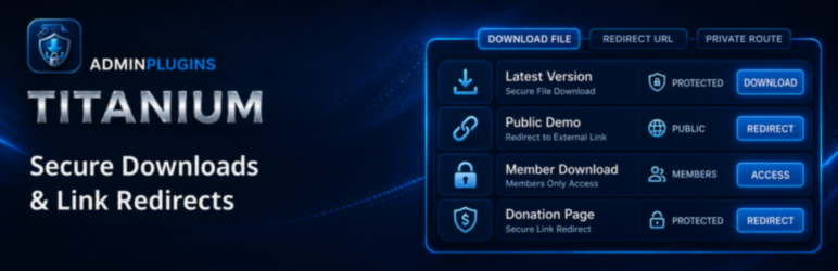 Titanium Secure Downloads & Link Redirects Preview Wordpress Plugin - Rating, Reviews, Demo & Download