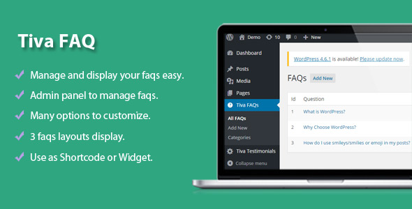 Tiva | Easy FAQs Pro Plugin For Wordpress Preview - Rating, Reviews, Demo & Download