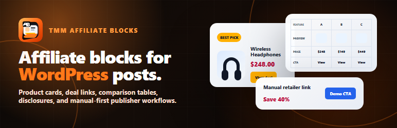 TMM Affiliate Blocks Preview Wordpress Plugin - Rating, Reviews, Demo & Download