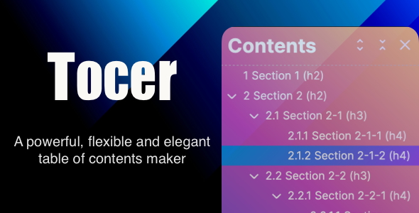 Tocer – Table Of Contents Maker WordPress Plugin (formerly Fixed Toc) Preview - Rating, Reviews, Demo & Download