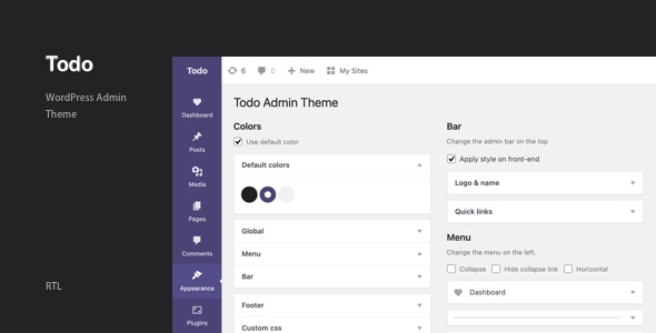 Todo – WordPress Admin Theme & Login Page Preview - Rating, Reviews, Demo & Download