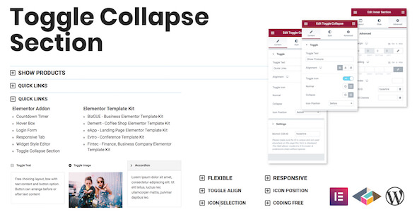 Toggle Collapse Section Elementor Addon Preview Wordpress Plugin - Rating, Reviews, Demo & Download