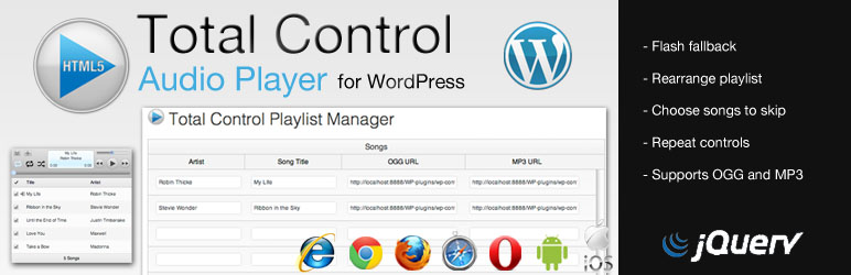 Total Control HTML5 Audio Player Basic Preview Wordpress Plugin - Rating, Reviews, Demo & Download