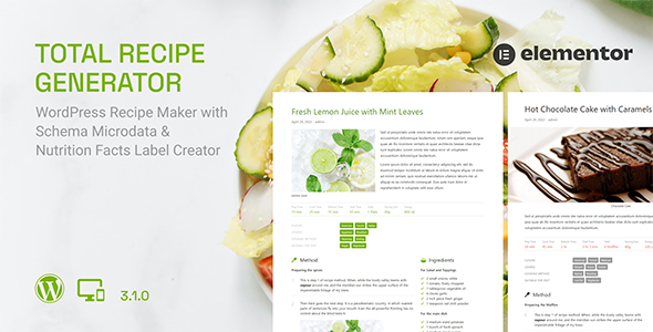 Total Recipe Generator – WordPress Recipe Maker With Schema And Nutrition Facts (Elementor Addon) Preview - Rating, Reviews, Demo & Download