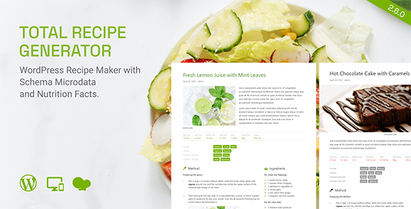 Total Recipe Generator – WordPress Recipe Maker With Schema And Nutrition Facts Preview - Rating, Reviews, Demo & Download