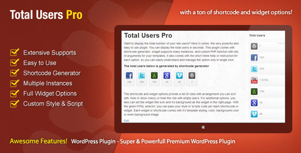 Total Users Pro – WordPress Users Counter Preview - Rating, Reviews, Demo & Download