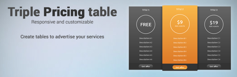 TRIPLE PRICING TABLE Preview Wordpress Plugin - Rating, Reviews, Demo & Download