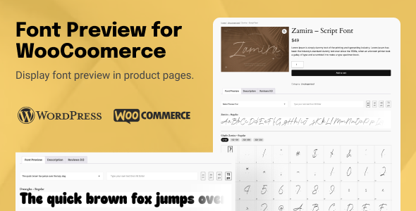 TW Font Preview For WooCommerce Preview Wordpress Plugin - Rating, Reviews, Demo & Download