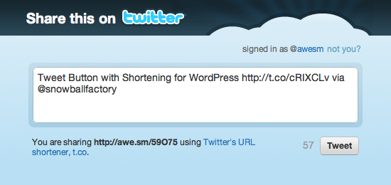 Tweet Button With Shortening Preview Wordpress Plugin - Rating, Reviews, Demo & Download