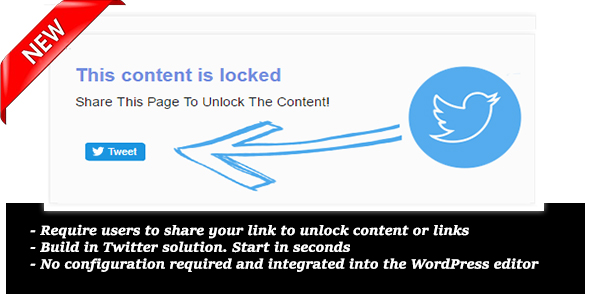 Tweet To Unlock Plugin for Wordpress Preview - Rating, Reviews, Demo & Download