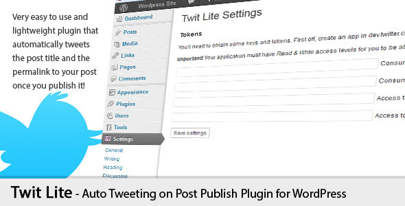 Twit Lite – AutoTweetting Wordpress Plugin Preview - Rating, Reviews, Demo & Download