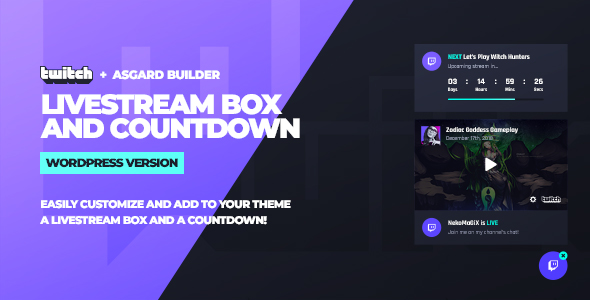Twitch LiveStream Box And Countdown WordPress Plugin Preview - Rating, Reviews, Demo & Download