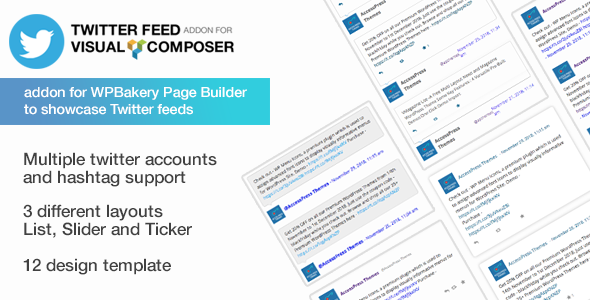 Twitter Feed Addon For Visual Composer – WPBakery Twitter Addon Plugin for Wordpress Preview - Rating, Reviews, Demo & Download