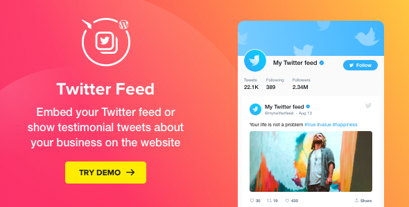Twitter Feed – WordPress Twitter Plugin Preview - Rating, Reviews, Demo & Download