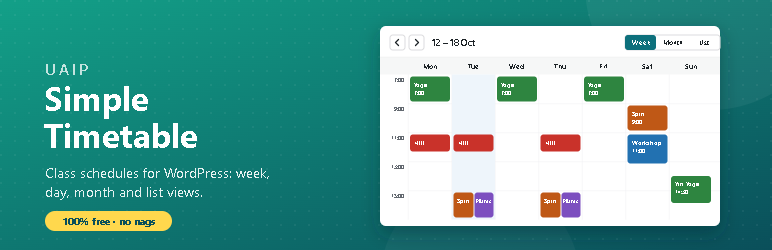 UAIP Simple Timetable Preview Wordpress Plugin - Rating, Reviews, Demo & Download