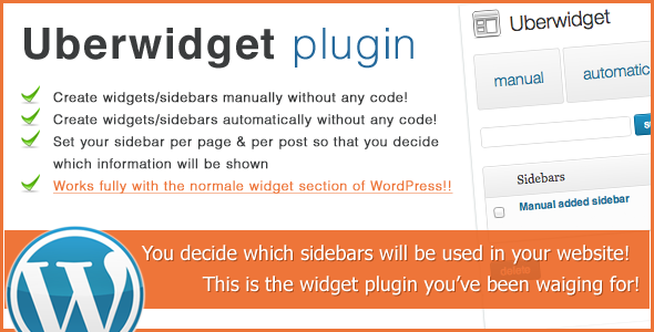 Uberwidget! Wordpress Sidebar & Widget Plugin Preview - Rating, Reviews, Demo & Download