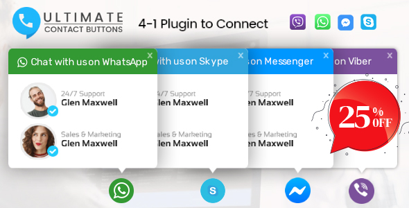 Ultimate Contact Buttons – Connect To Viber, WhatsApp, Messenger & Skype Via WordPress Preview - Rating, Reviews, Demo & Download