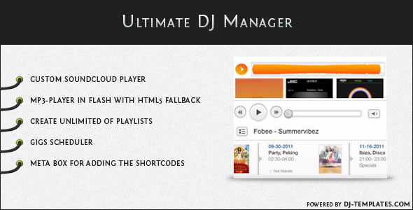 Ultimate DJ Manager – Wordpress Plugin Preview - Rating, Reviews, Demo & Download