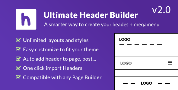 Ultimate Header Builder – Header & MegaMenu Builder Plugin for Wordpress Preview - Rating, Reviews, Demo & Download