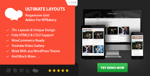 Ultimate Layouts – Responsive Grid & Youtube Video Gallery – Addon For WPBakery Page Builder Preview Wordpress Plugin - Rating, Reviews, Demo & Download