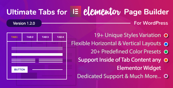 Ultimate Tabs – Addon For Elementor Page Builder WordPress Plugin Preview - Rating, Reviews, Demo & Download