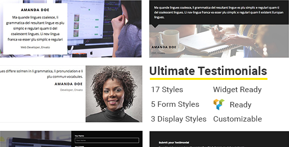 Ultimate Testimonials  Preview Wordpress Plugin - Rating, Reviews, Demo & Download