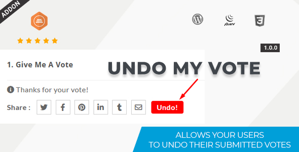 Undo My Vote Addon For BWL Pro Voting Manager Preview Wordpress Plugin - Rating, Reviews, Demo & Download