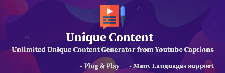 Unique Content – Unlimited Unique Content Generator From Youtube Captions Preview Wordpress Plugin - Rating, Reviews, Demo & Download