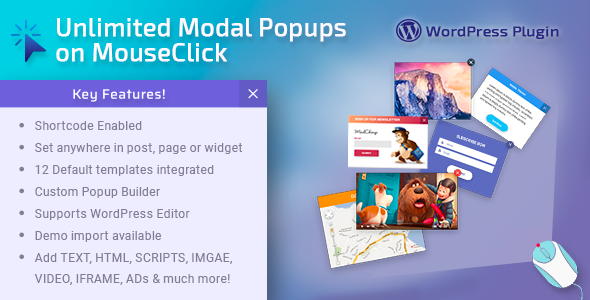 Unlimited Modal POPUPS On MouseClick Preview Wordpress Plugin - Rating, Reviews, Demo & Download