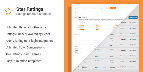 Unlimited Star Ratings For WooCommerce Preview Wordpress Plugin - Rating, Reviews, Demo & Download