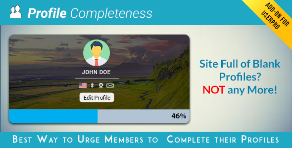 User Profile Completeness Add-on For UserPro Preview Wordpress Plugin - Rating, Reviews, Demo & Download