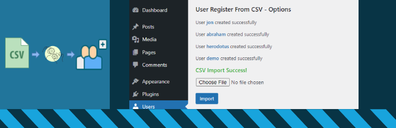 User Register From CSV Preview Wordpress Plugin - Rating, Reviews, Demo & Download
