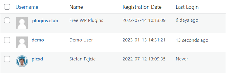 User Registration & Last Login Time Preview Wordpress Plugin - Rating, Reviews, Demo & Download