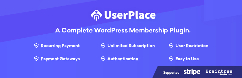 Userplace – Member Subscription, Restriction & Payments Preview Wordpress Plugin - Rating, Reviews, Demo & Download