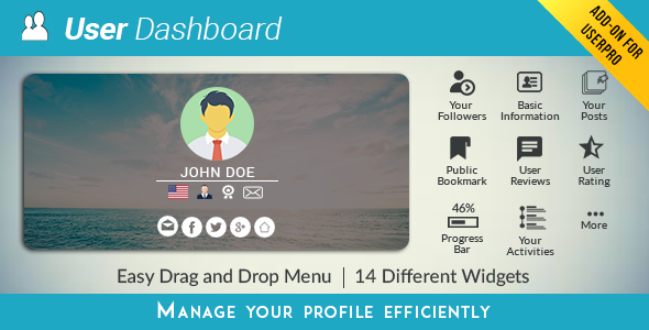UserPro Dashboard Preview Wordpress Plugin - Rating, Reviews, Demo & Download