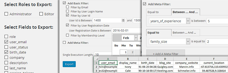 Users Data Exporter Preview Wordpress Plugin - Rating, Reviews, Demo & Download
