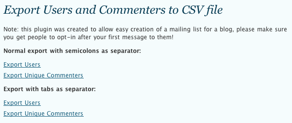 Users To CSV Preview Wordpress Plugin - Rating, Reviews, Demo & Download