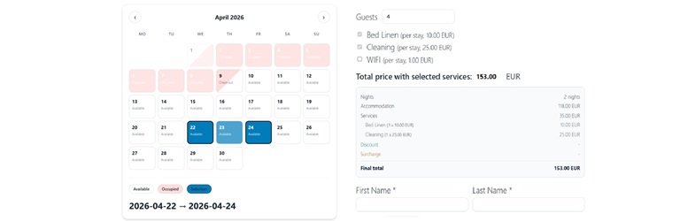 Vachr Short-Term Rental Reservations Preview Wordpress Plugin - Rating, Reviews, Demo & Download