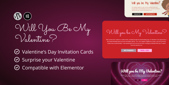 Valentine’s Day Invitations For Elementor Preview Wordpress Plugin - Rating, Reviews, Demo & Download
