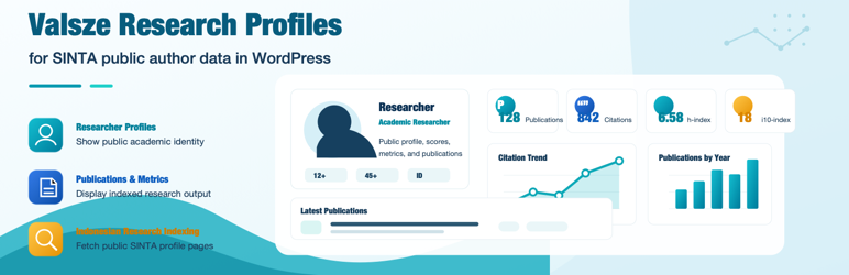 Valsze Research Profiles For SINTA Preview Wordpress Plugin - Rating, Reviews, Demo & Download